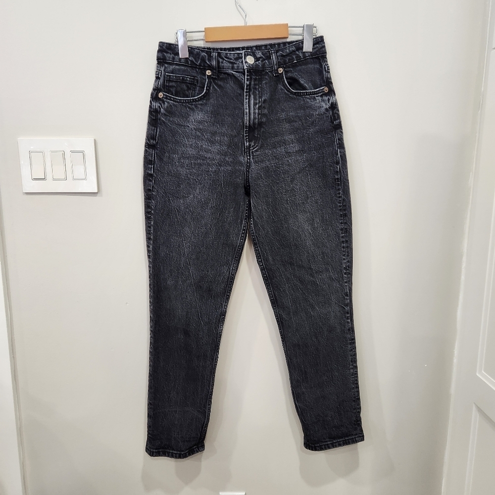 ZARA Jeans Womens Size 8 Black Skinny Leg Denim Stretch High Rise Zip Closure
